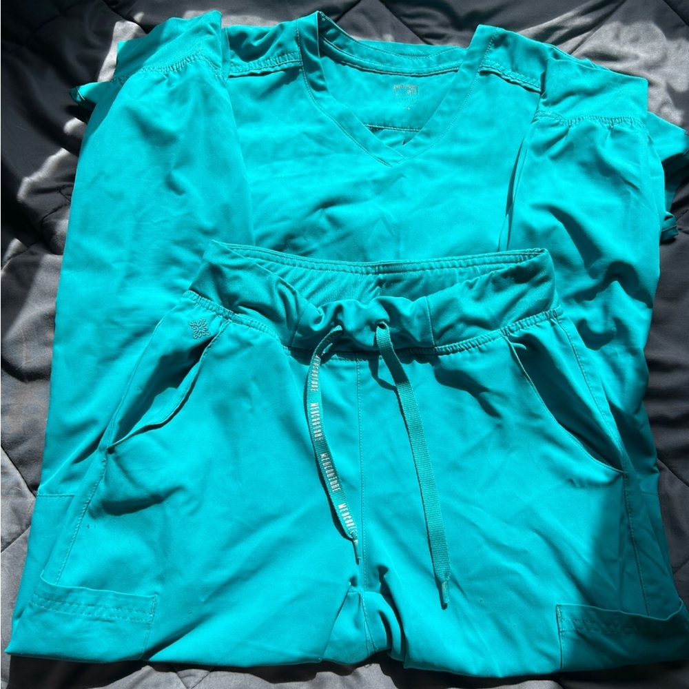 Teal Scrub Set with Drawstring Pants